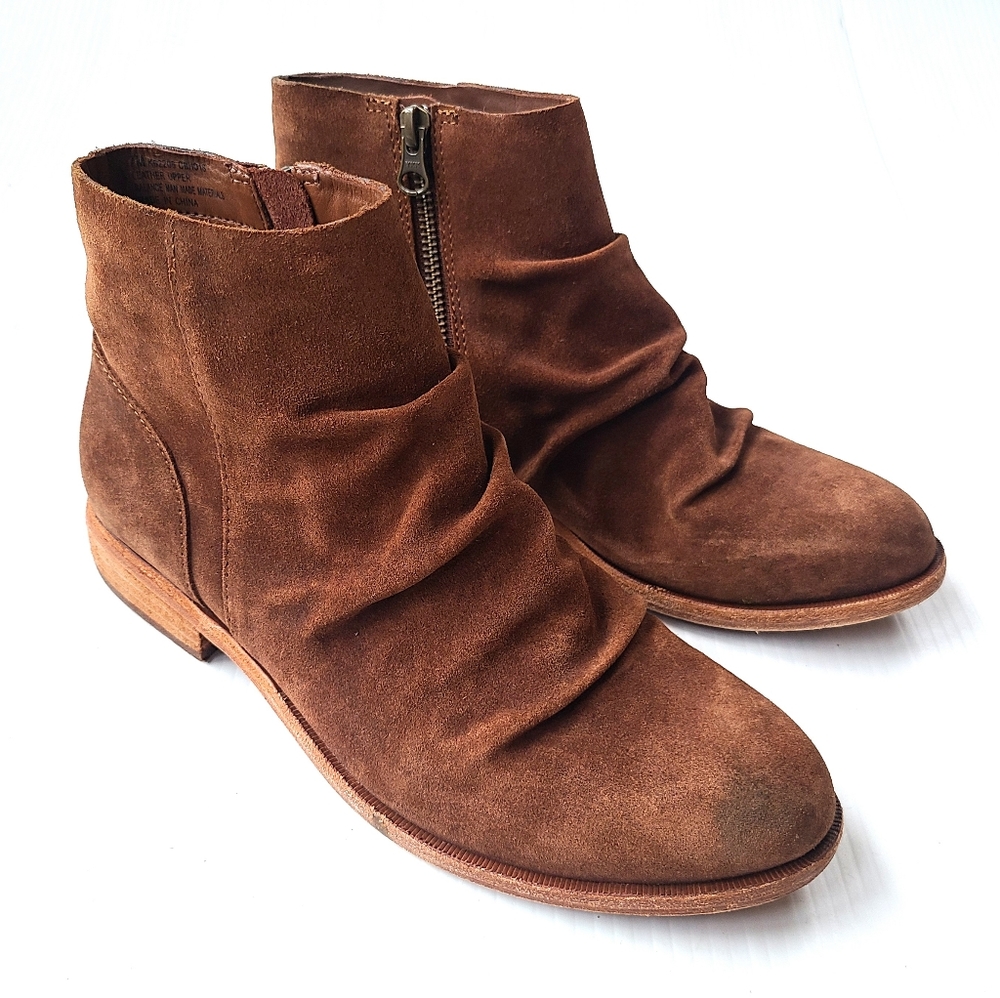 KORK EASE Giba brown ruched suede Leather ankle booties Size 7